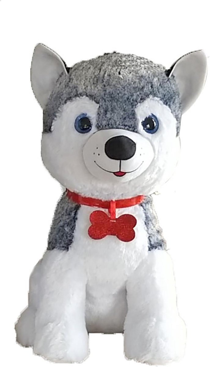 Wolf Knuffel 80cm met rode kraag | Grote Husky Knuffel | zachte knuffel voor kinderen | Origineel | GIFT QUALITY |